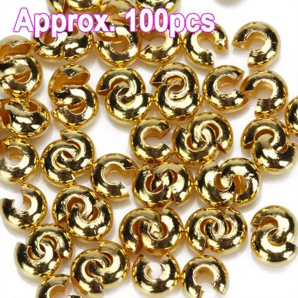 Jewelry Findings Gold Crimp Covers Small Metal Beads Accessories for DIY Necklace Bracelet Making