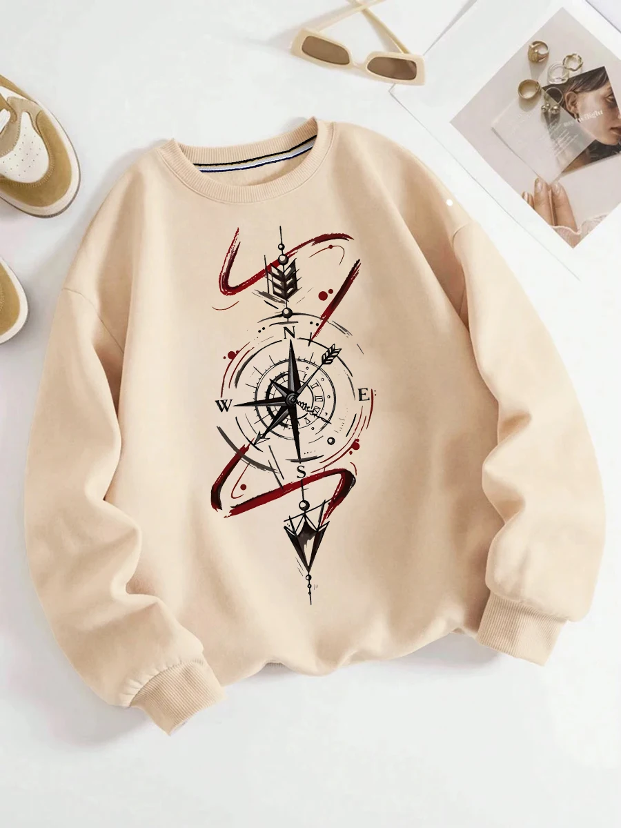 

Толстовка с круглым вырезом и длинным рукавом с принтом, повседневная, теплая, стильная, с индивидуальным узором, тяжелая вес (вес ткани 220–320 г/м2)