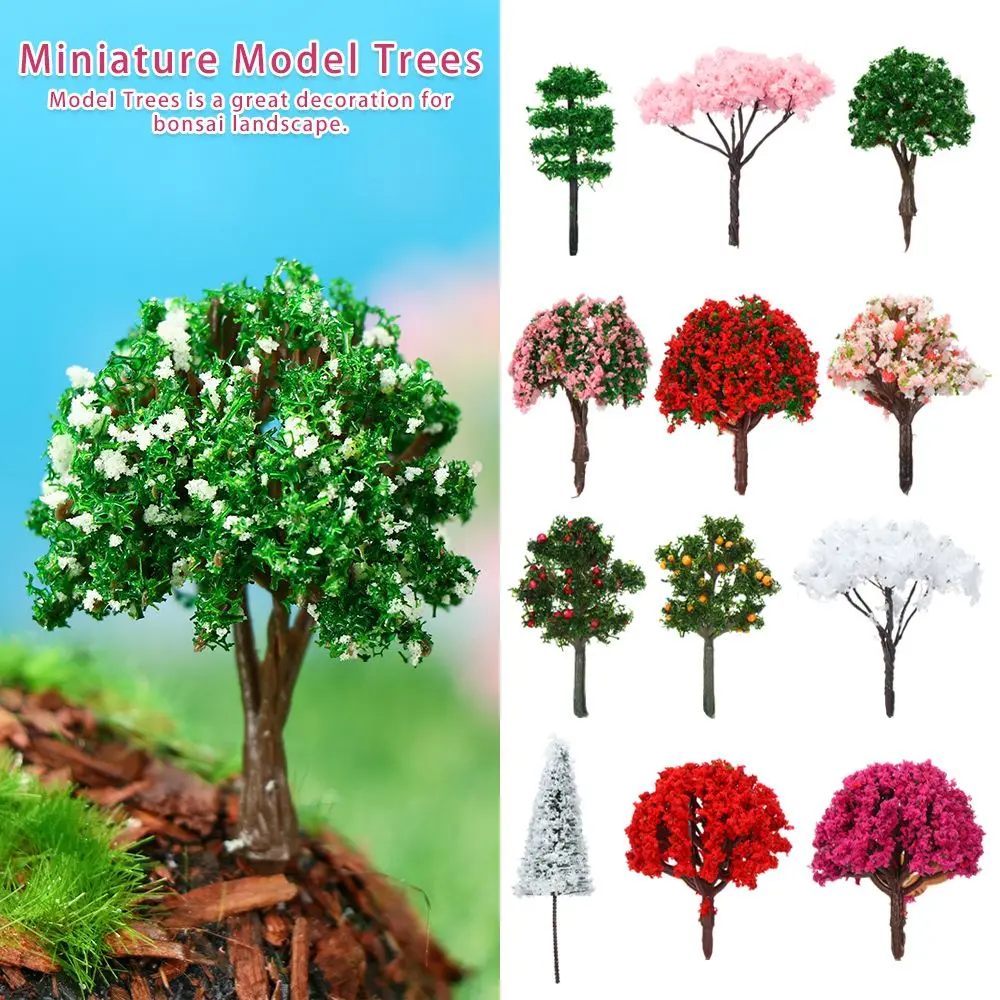 5pcs 4cm Model Train Toys for Kids Miniature Flower Tree Artificial Scenery Trees Building Landscape Accessories Railroad Decor