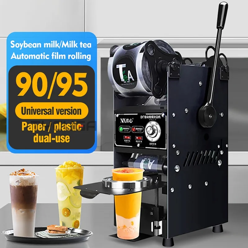 Cup Sealing Machine Juice/MilkTea/Coffee/Bubble Tea Shop Sealer Commercial Manual Plastic PP 90/95 MM Diameter Drinks Cup Sealer