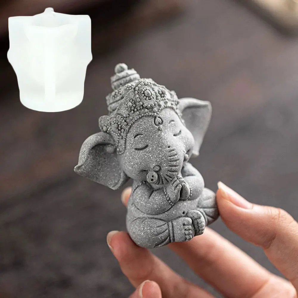 Molde de silicona 3D de Ganesha, molde de vela de Ganesha, molde de resina, yeso y cemento de Ganesha, molde para hacer estatuas de Buda de la India