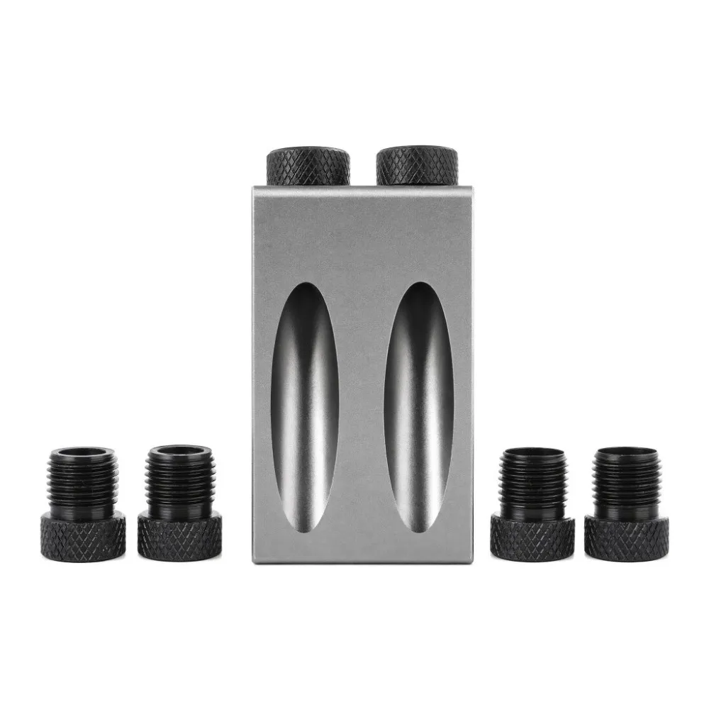 7pcs/set 15 Degree Inclined Pocket Hole Jig 6/8/10mm Drive Adapter Wood Work Positioner Woodworking Hole Jig Oblique Hole Design