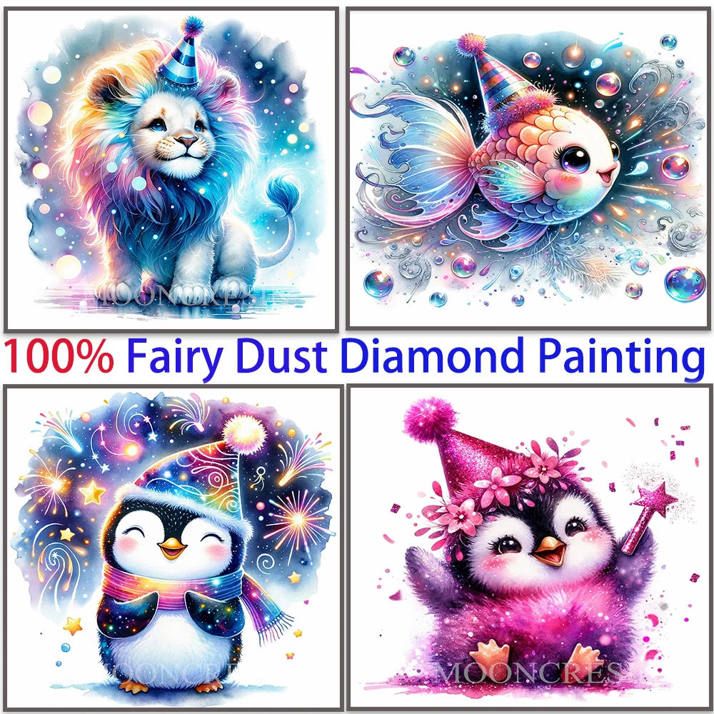 

Lion Fish Animals 100% Fairy Dust Square Diy Diamond Painting Cross Stitch Embroidery Mosaic Home Decor Rhinestones Crystal Kits