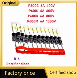 100PCS/Lot P600G P600J P600K P600M R-6  6A 400V 600V 800V 1000V rectifier diode  wheel type diode transistor