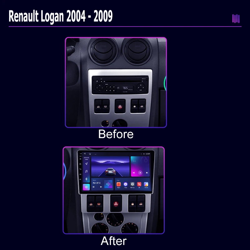 roadivox Android car radio for Renault Logan L90 2004 2007 Navigation video screen Multimedia Player tape recorder carplay 4G