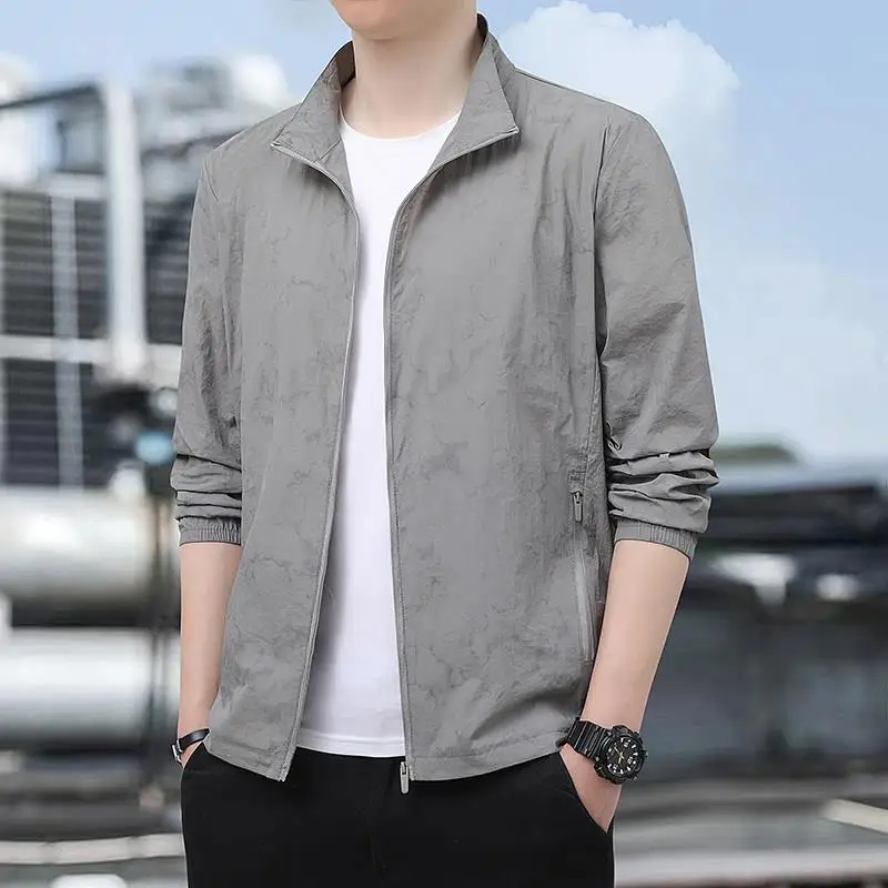 Men's Summer High-End Ultra-Thin Breathable Sports Sun Protection Jacket Lightweight Skin-Friendly Outerwear UV Protection