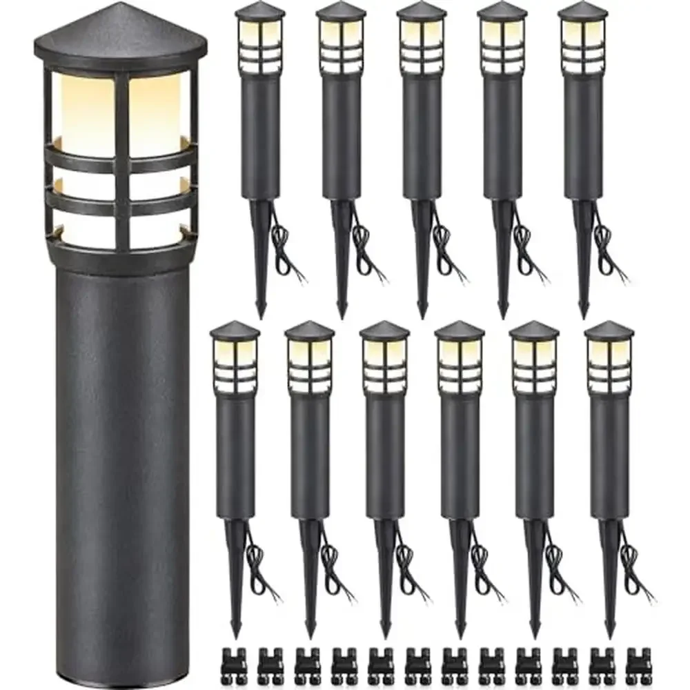 

12-Pack LED Bollard Path Lights Low Voltage Landscape Lighting 3000K 3W CRI 90 IP65 Waterproof Aluminum Pathway Lights Outdoor