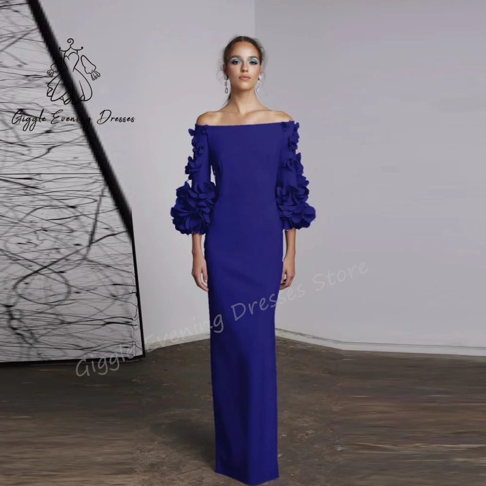 

Giggle Party Dress Long Sleeve Fashion Off-the-shoulder Straight elegant Crepe Formal Saudi evening gala dress for women 2024