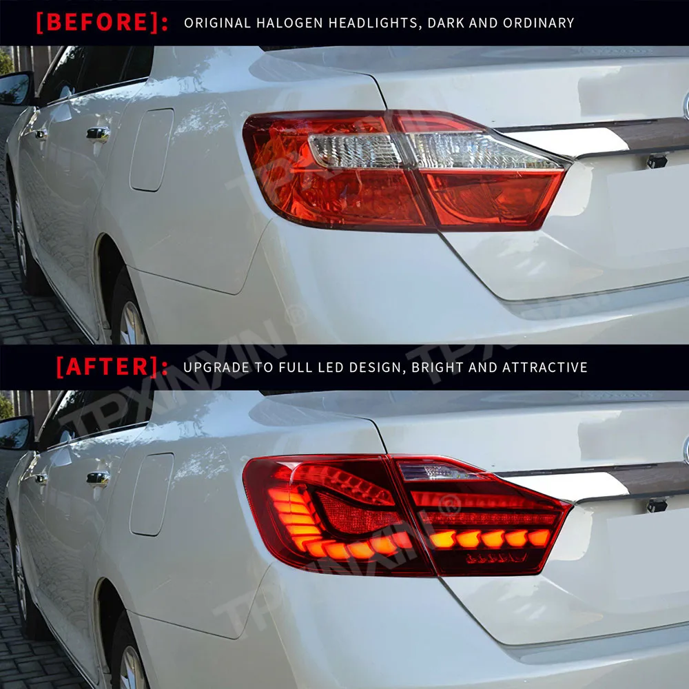 For Toyota CAMRY Camry Taillight LED Assembly With Flow Light Steering, Dragon Scale Model Plug And Play Turn Signal DRL