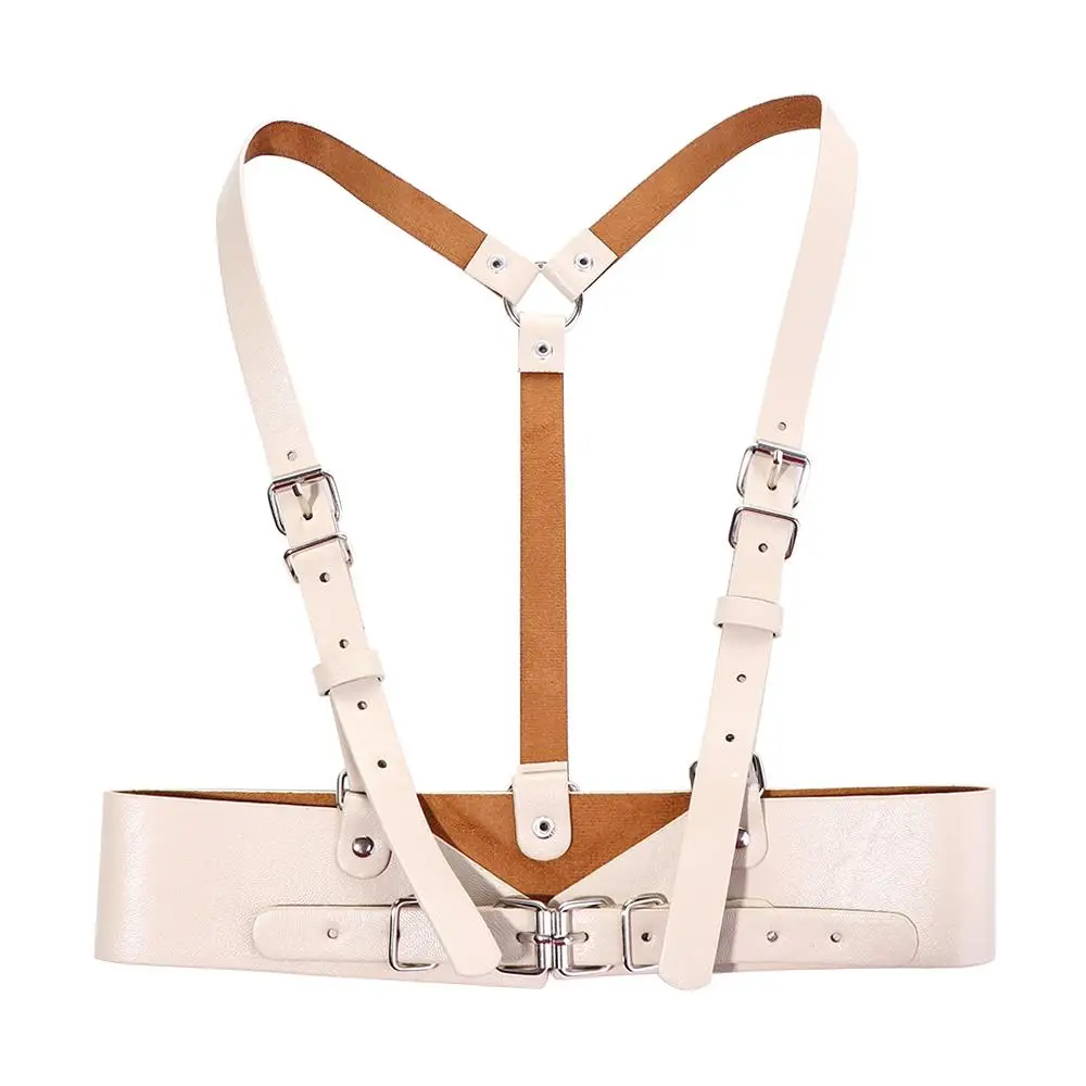 Punk Skirt Decorations High Waist Bandage Metal Buckle Wide Waistband Elastic Waist Strap Suspender Belts PU Leather Cummerbund