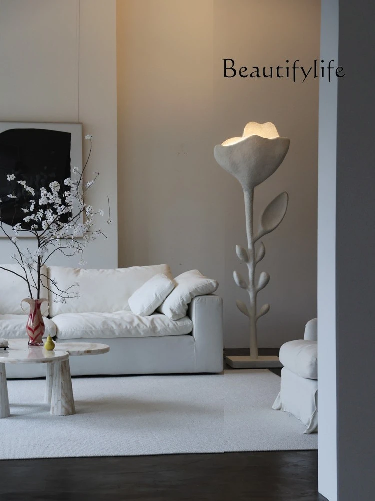 Rose flower lamp French atmosphere floor lamp living room high-end flower fiberglass art sculpture ornament