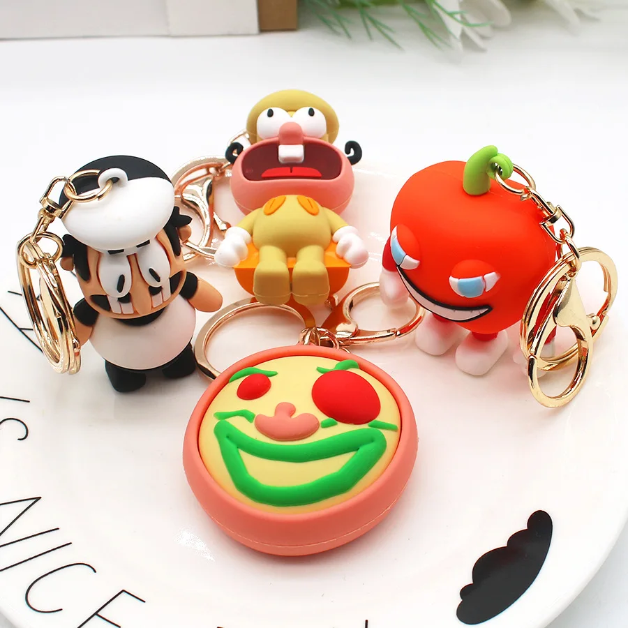 2023 Game Pizza Tower Keychain Figure Toy Cute Animal Dolls Ornament Pendant Key Chain Ring For Children's Birthday Fans Gifts