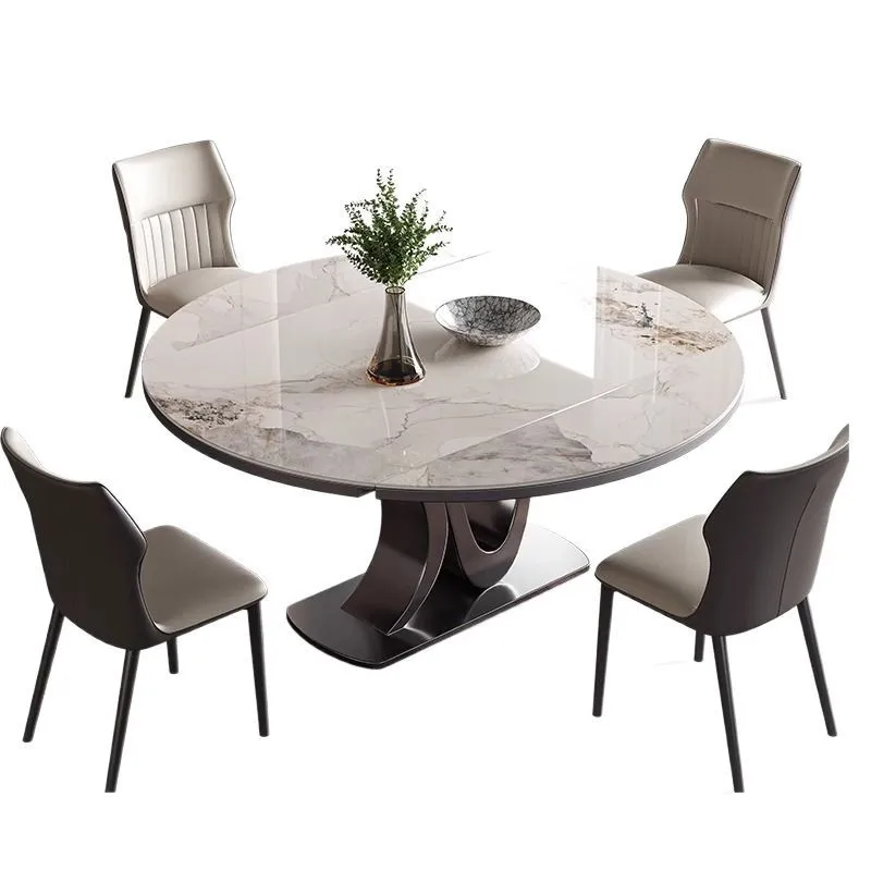 

Slate dining table telescopic folding dual-purpose with induction cooker multi-functional designer home modern