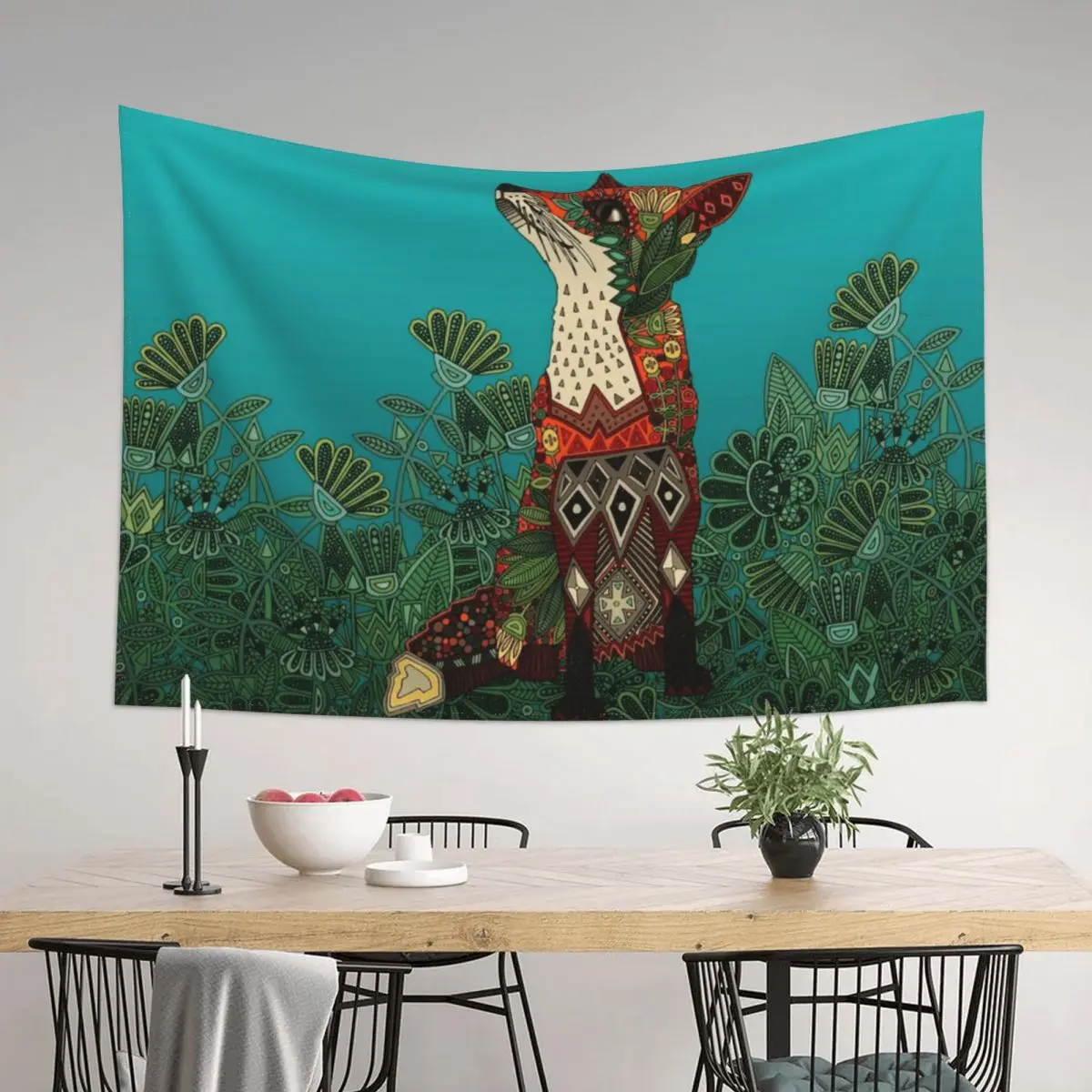 

floral fox Tapestry Decorations For Room On The Wall Funny Decoration Home Tapestry