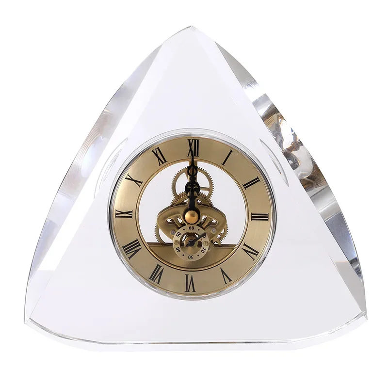 

Modern and simple, crystal clock desktop clock living room creativity, high-end pendulum clock ornament, mechanical placement