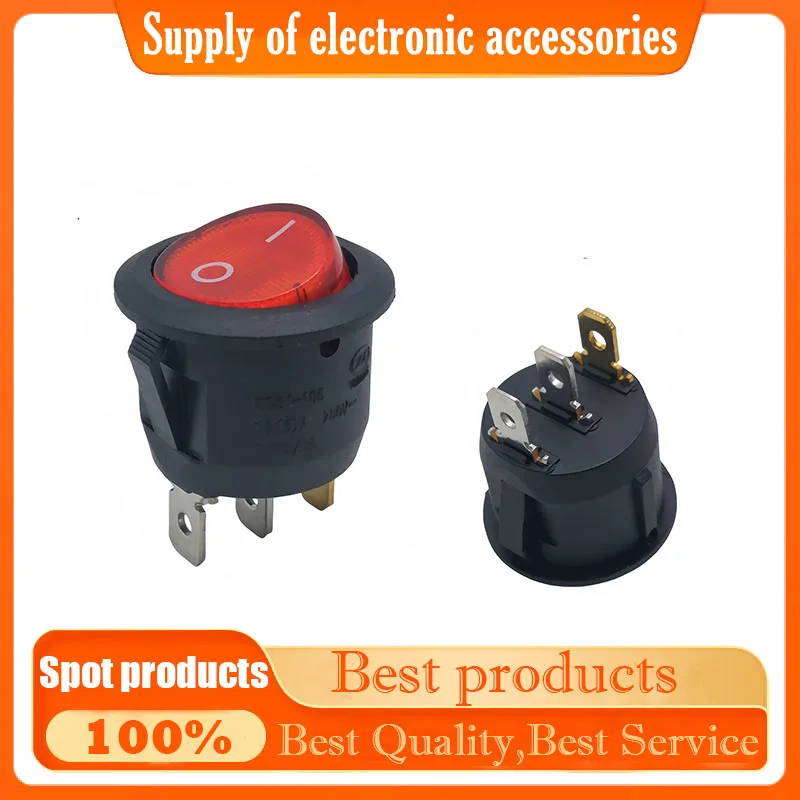 KCD1-106/N red light 20/23mm round type 3-legged ship-shaped switch 6A 250V