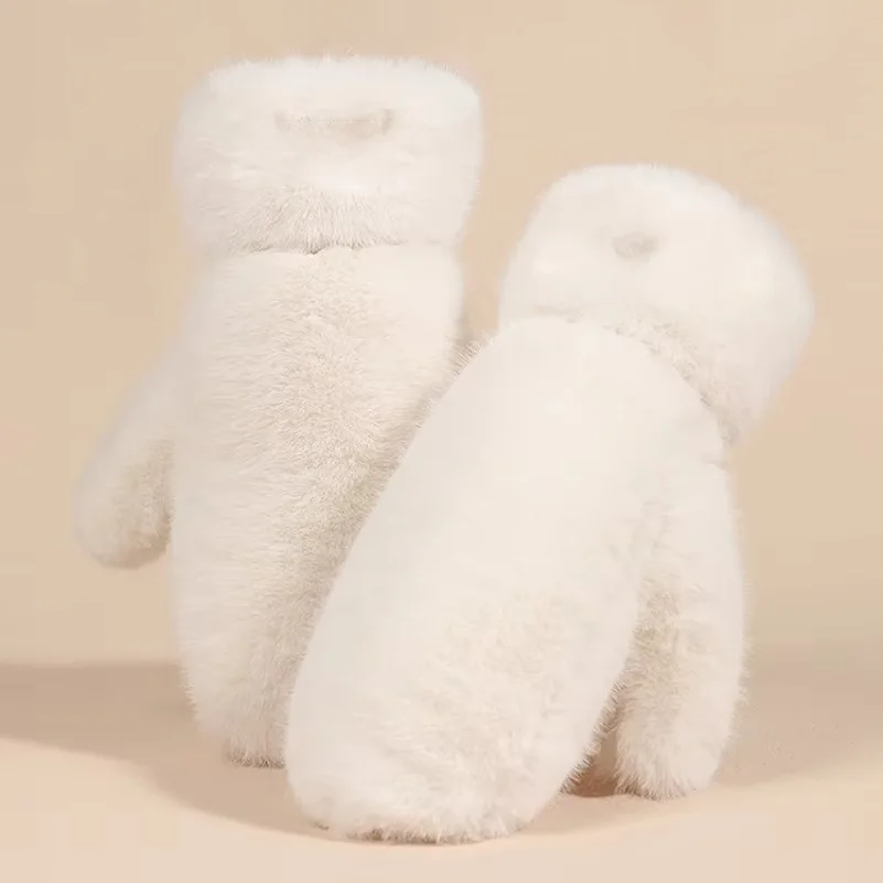 Imitation Rabbit Fur Gloves Women Winter Gloves Windproof Plush Thick Warm Plus Cashmere Gloves Soft Full Fingers Mittens Gloves