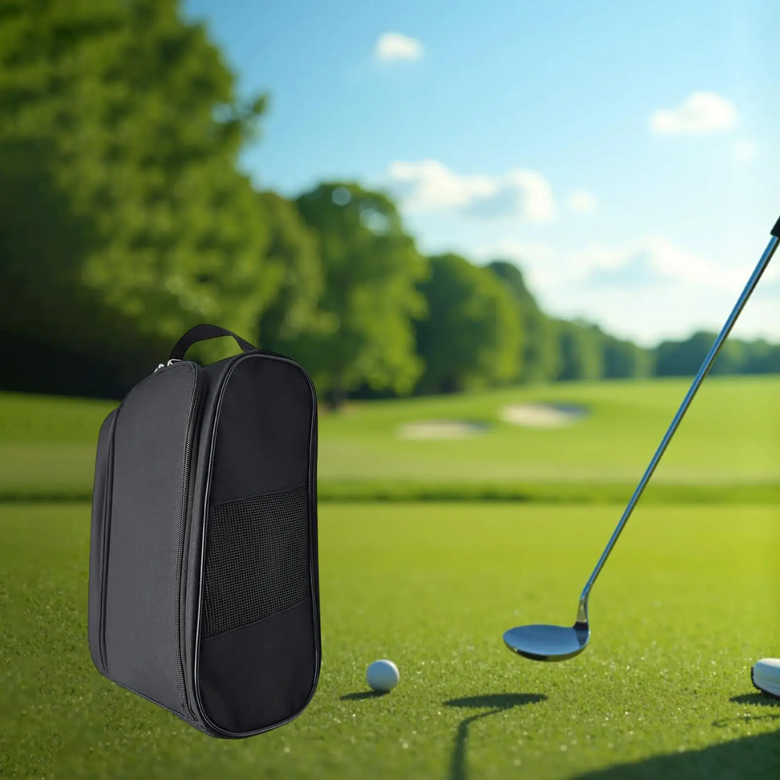 

Oxford Cloth Golf Shoes Bag Ventilated Mesh Zipper Carrier for Travel Sporting Shoes and Golf Accessories
