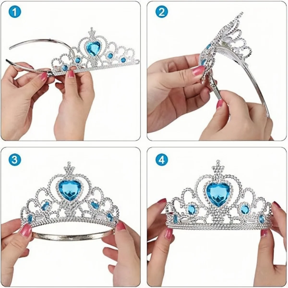 Accessori per vestire la principessa Tiara con corona da principessa per bambine, regali giocattolo con bacchetta magica per tiara da principessa per bambini per 3-6 ragazze