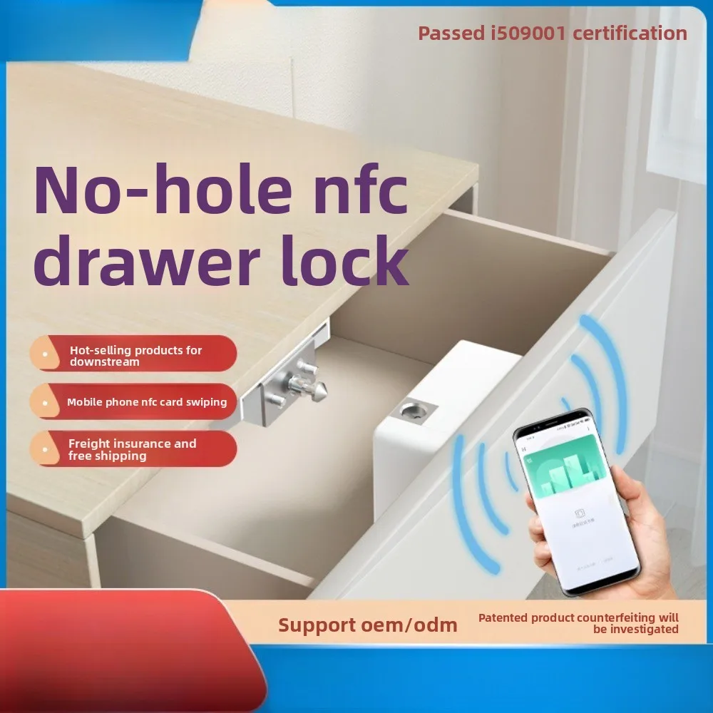

Drawer LockCard Swiping NFC homeShoeCabinetNoPunchingInvisibleLockNo Punching Office Desk Cabinet Lock Electronic Concealed Lock