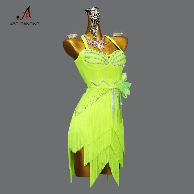 

New Latin Dance Clothing Competition Costume Sexy Womens Fringed Dress Evening Dancewear Stage Skirt for Girls performance Samba