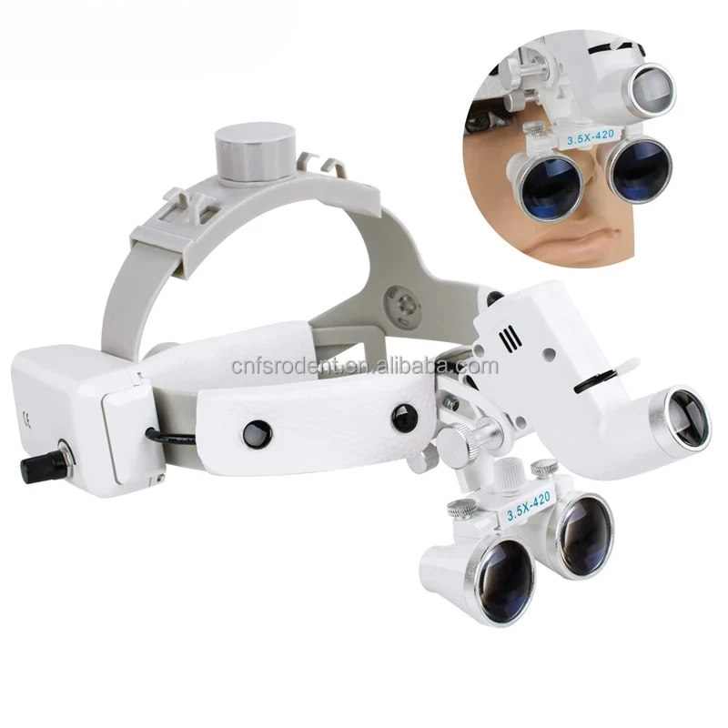 

Surgical 65000 Lux LED Headlight Headband Binocular Loupes Brightness Spot Ajustable Headlamp 3.5X