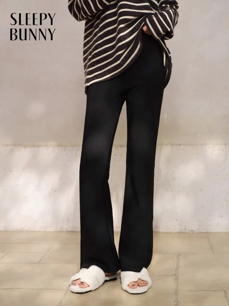 

Женские весенние брюки с высокой талией, облегающие, расклешенные, для женщин небольшого роста, повседневные, черные, эластичные, с широкими штанинами, для офиса и на каждый день