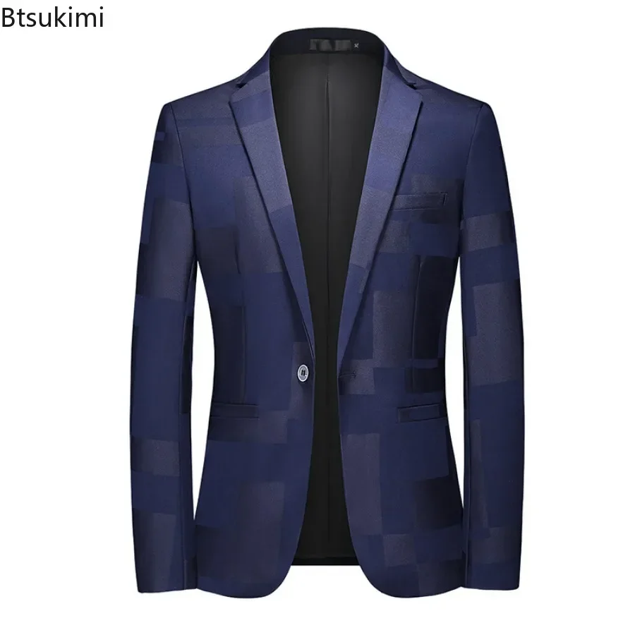 Plus Size Men\'s Suits Jacket Luxury Jacquard Designer Blazer Business Casual Coats Men Wedding Party Slim Tuxedo Dress Suit Tops