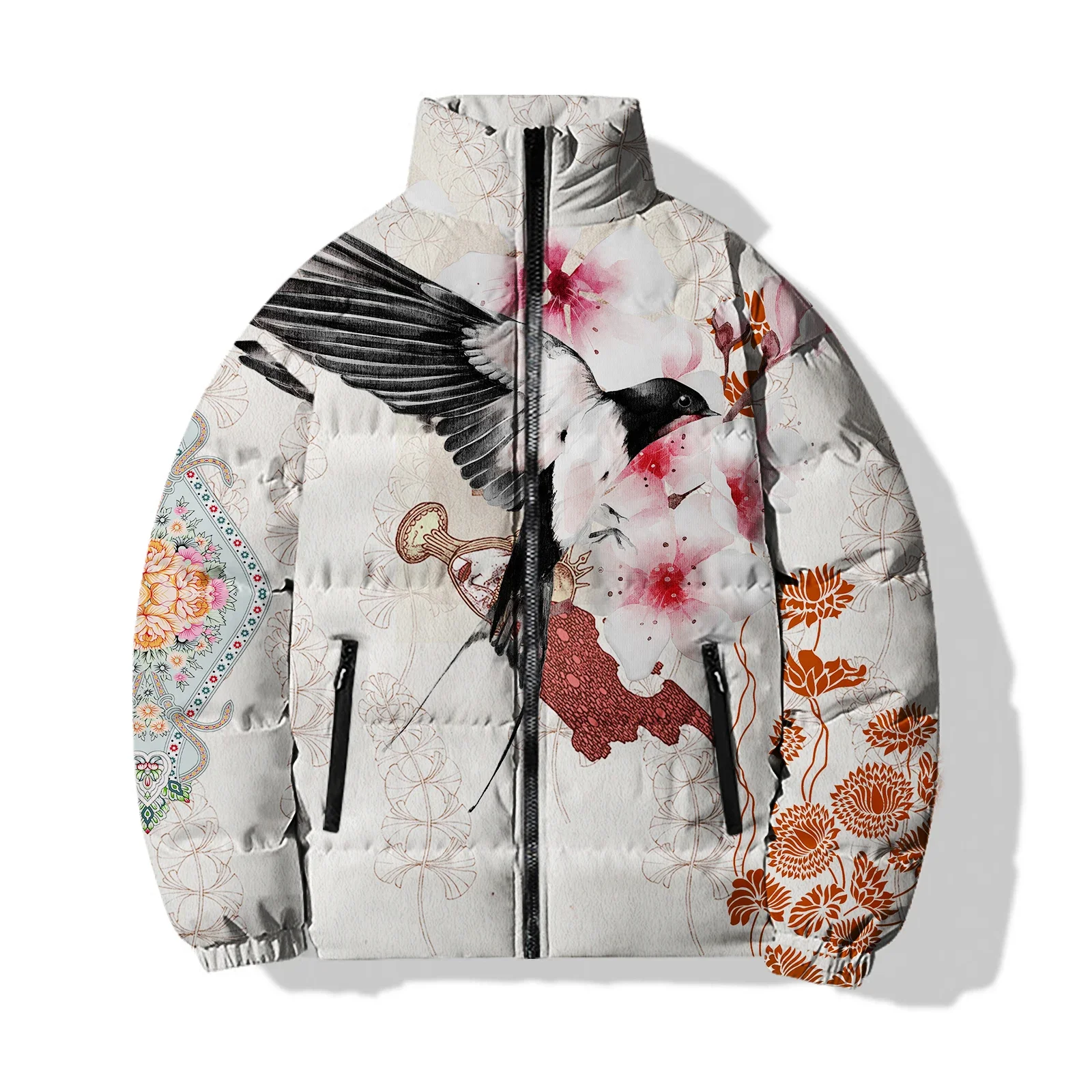 Trendy Fashion Jackets Man Parkas Comfortable and Versatile Winter Coat Men Personalized Bird Print Leisure Sports New in Parkas