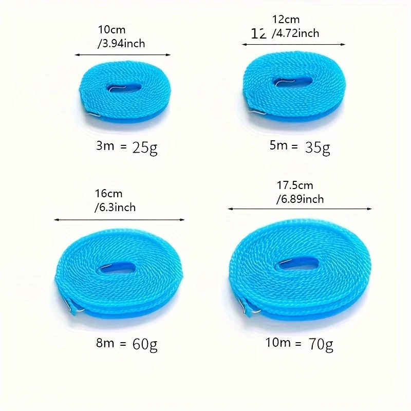 방풍 빨랫줄 1세트, 두껍고 견고한 실내외용, 드릴 필요 없음