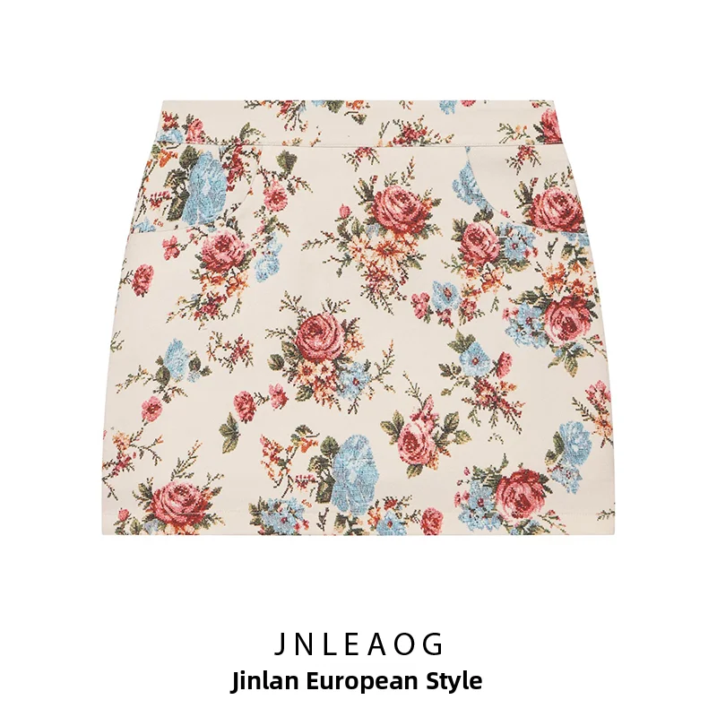 JNLEAOG Autumn New Style Women's Comfortable Casual Slimming Floral Print Half Skirt Standard Edition Polyester Fiber