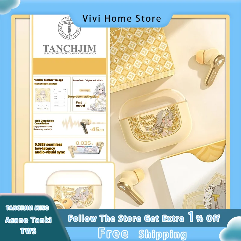 سماعات أذن TANCHJIM MINO Asano Tanki TWS بلوتوث 5.3 داخل الأذن مع خاصية إلغاء الضوضاء النشطة وصوت HiFi ANC للرياضة