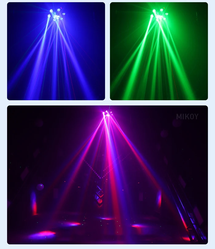LED 10X10W 6 Kopf Moving Head Strahl Licht RG Laser Strobe Licht DMX Bühne Licht Voll farbe Strahl Licht Rotierenden Disco Party Bar – Detail 5
