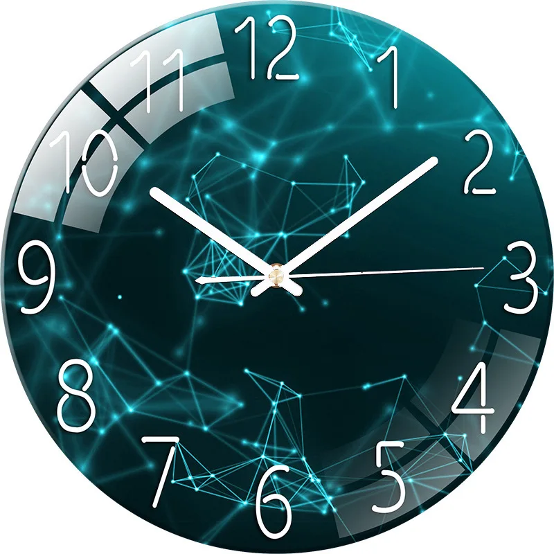 Tempered Glass Wall Clock Silent Quartz Clock for Living Room Bedroom Office European Style Decorative Clock No Drilling Needed