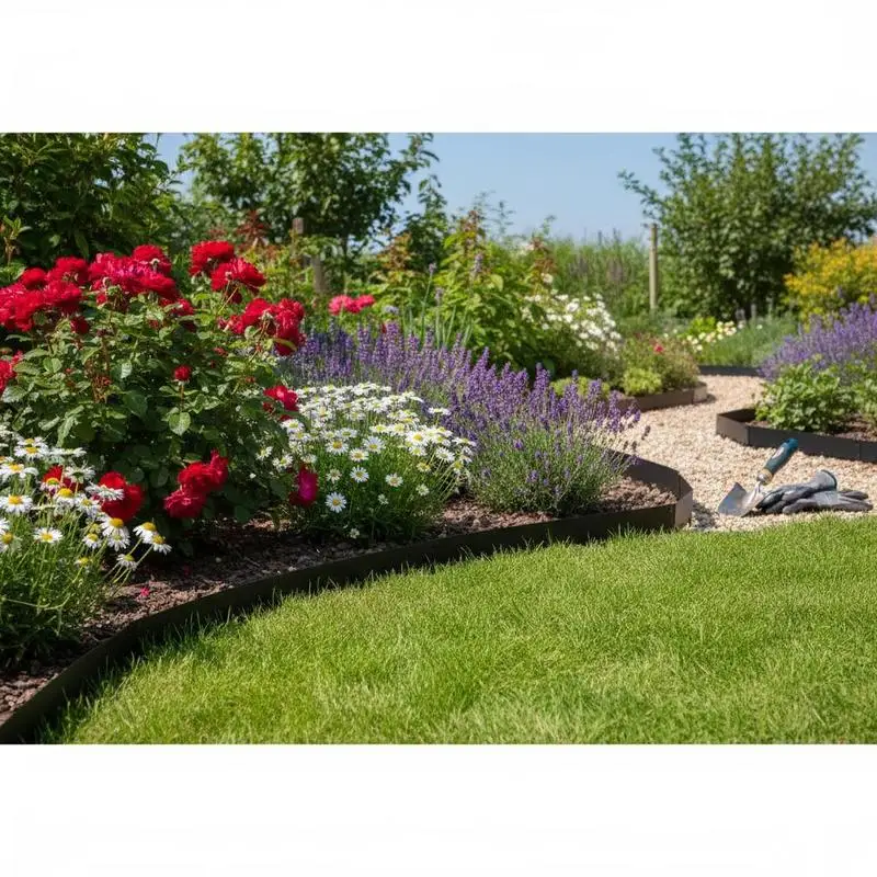 Bordure de jardin en acier galvanisé, lot de 6, 40 x 8,15 pouces, bordure métallique pour aménagement paysager avec gants, facile à installer, bordure de jardin en métal robuste pour parterre de fleurs, allée de jardin