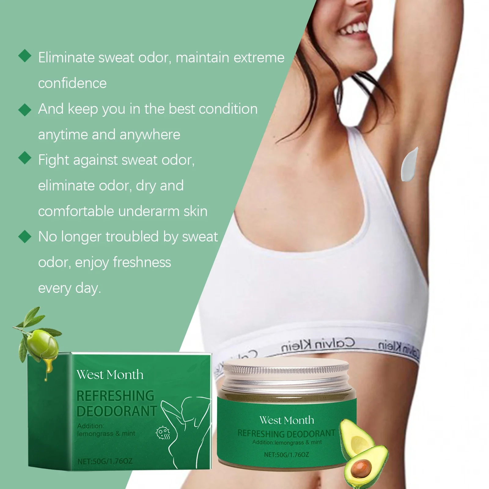

Sport Deodorant Cream - Long Lasting Freshness, Odor Control For Active Lifestyles, Non-Sticky Formula, Portable & Gentle