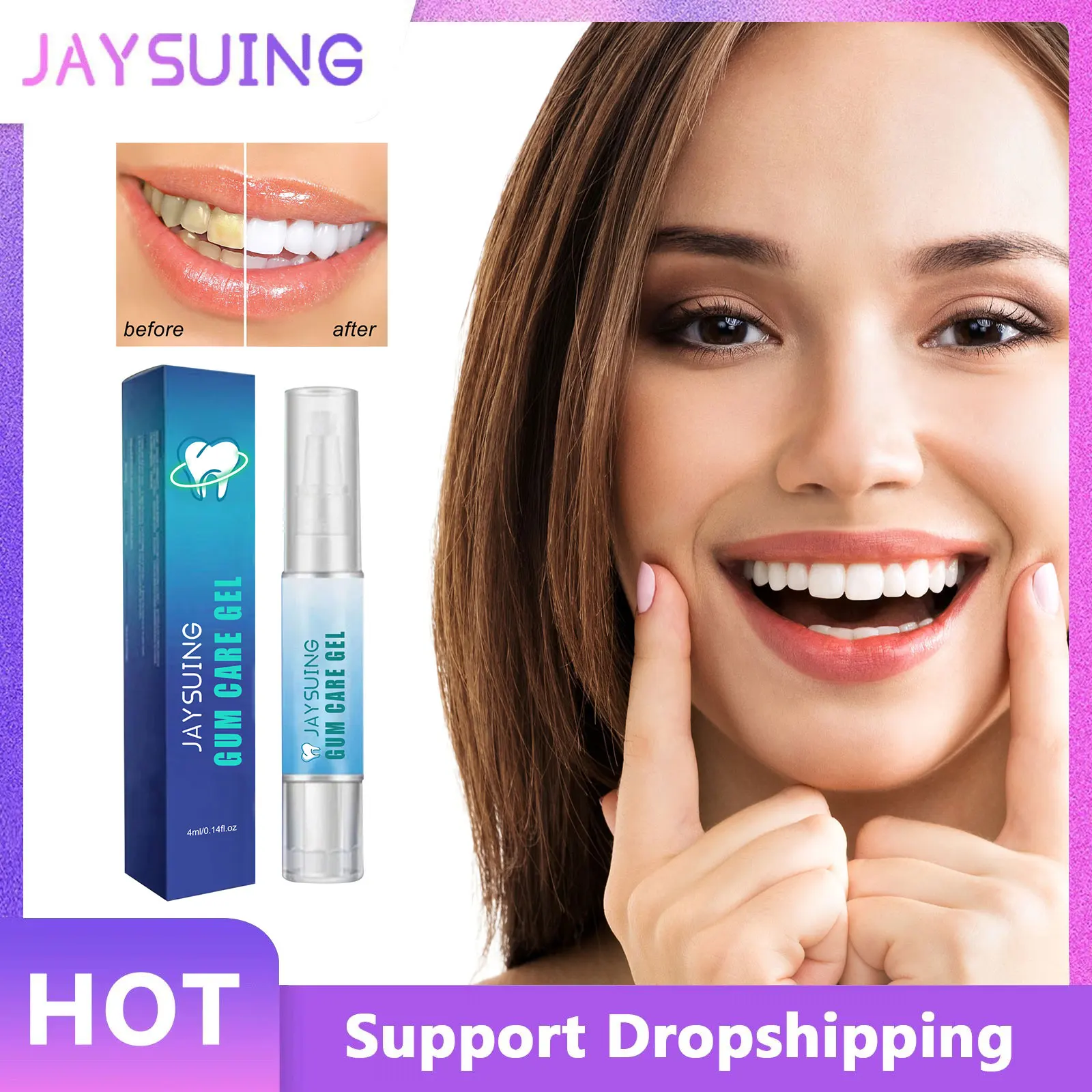 

Teeth Whitening Pen Remove Plaque Stains Fresh Breath Reduce Yellow Dental Bleach Instant Brighten Tooth Cleaning Serum Gel 4ml