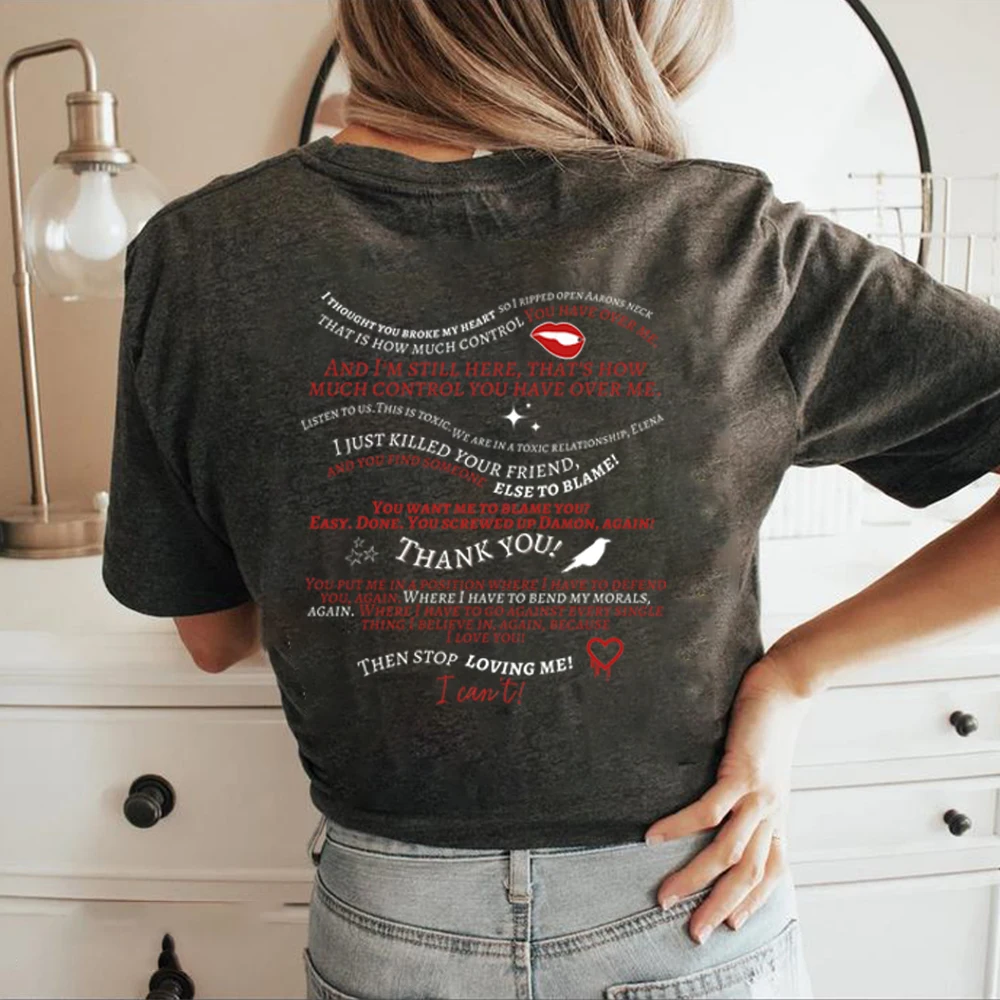 Trendy Vampire Diaries T Shirt Retro TV Show Tshirt Aesthetic Clothes TVD Mystic Falls Shirts Vampire Fan Gift Unisex Casual Top