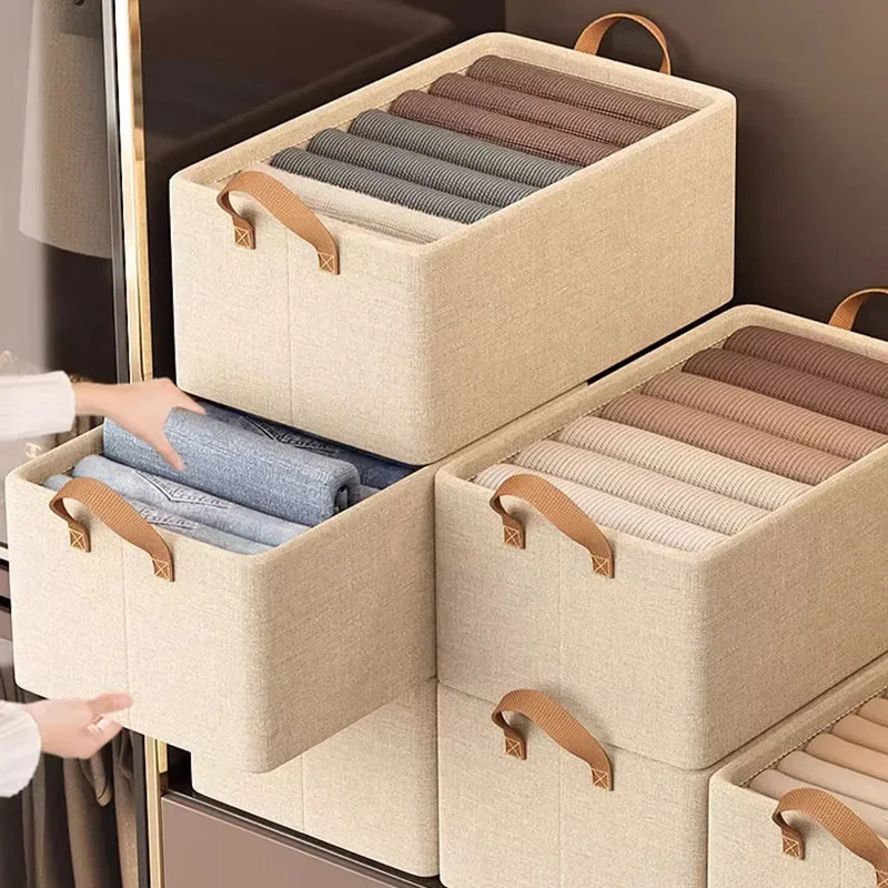 1pc Foldable Clothes Storage Basket Oxford Cloth Clothes Hand-held Storage Box Storage Box with Steel Frame Wardrobe Organizer