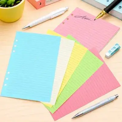 

A5 Loose Leaf Binder Paper 6-Hole Planner Refill Note Book Filler Ruled Lined Sheets Practical Writing Different Colors