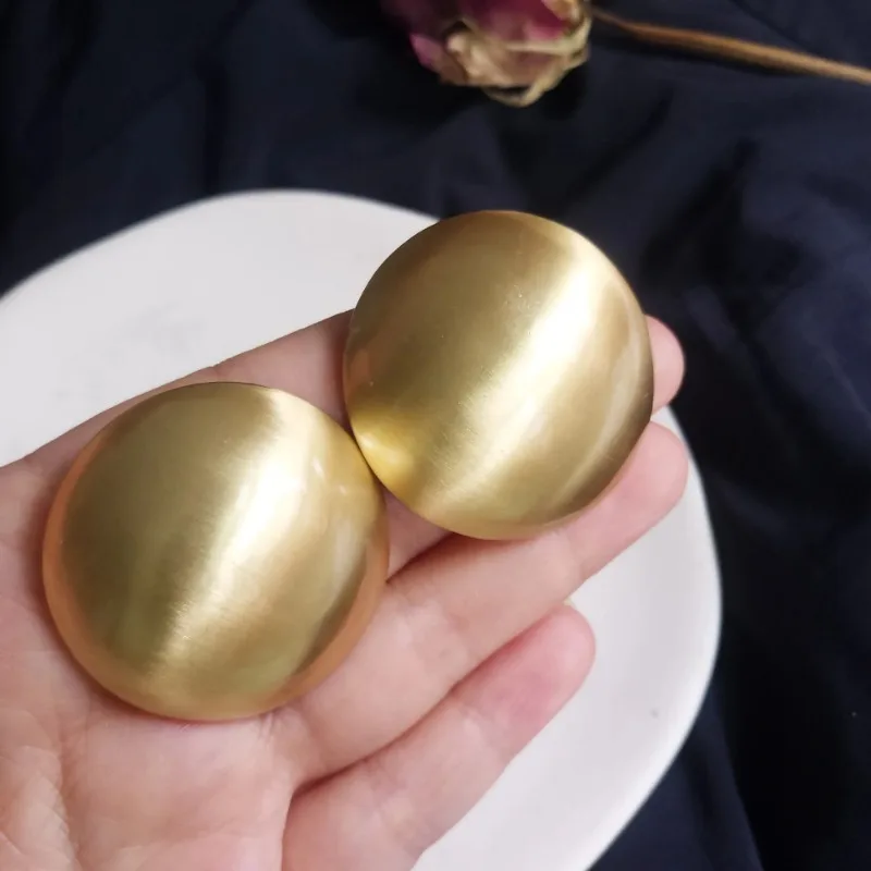 Big Round Frosted Gold Stud Earring for Women