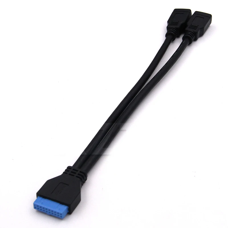 Wysokiej jakości kabel adapter z dwoma portami USB 3.0 (żeńskie) do 20-pinowego złącza płyty głównej (typu Box Header). — zdjęcie produktu 6