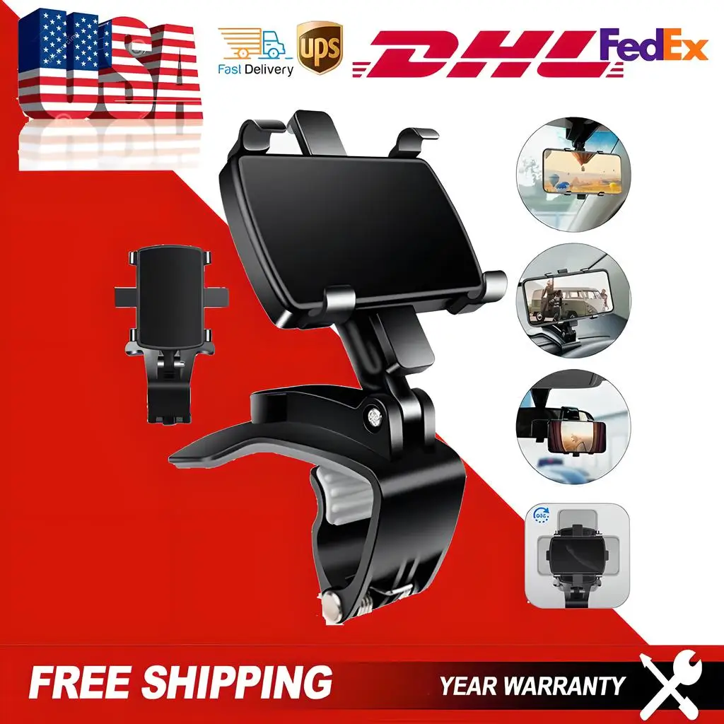 Universal 360 Car Smartphone Mount Holder Adjustable Spring 