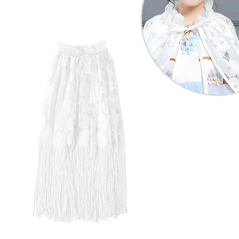 

1 шт., кружевная накидка для девочек, белый пляжный плащ, вечерние карнавальный костюм, солнцезащитный халат, удобная накидка-накидка