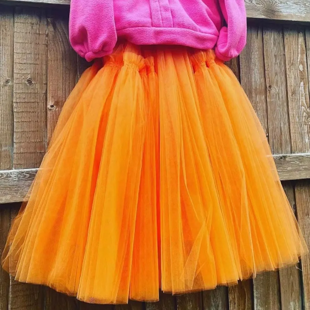 

Orange Women Tulle Skirts A Line Tutu Girls Party Birthday Skirt Christmas Formal Wear New Year Bottom