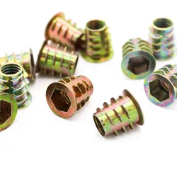 10pcs M4 M5 M6 M8 M10 Metal Hexagon Hex Socket Allen Head Embedded Insert Nut E-Nut for Wood Furniture Inside and Outside Thread