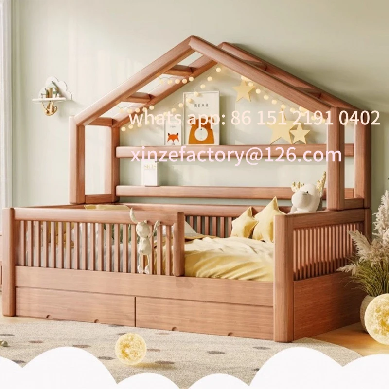 

Customizable solid wood red sandalwood popsicle with guardrail single tree house bed