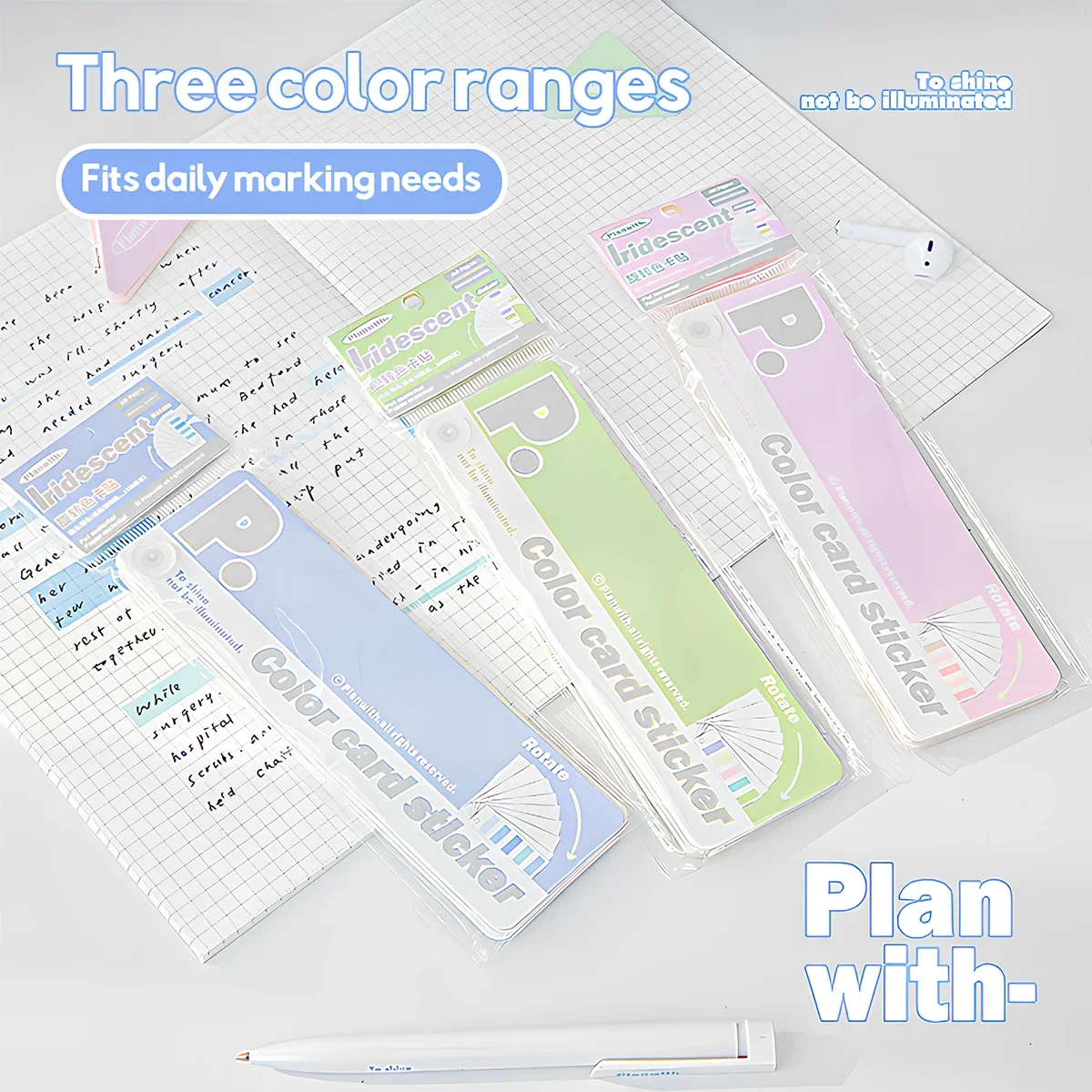 

Rotatable Color Card Tabs Reusable PET Stickers Durable Planner Index for Students School Supplies Page Markers Bookmarks