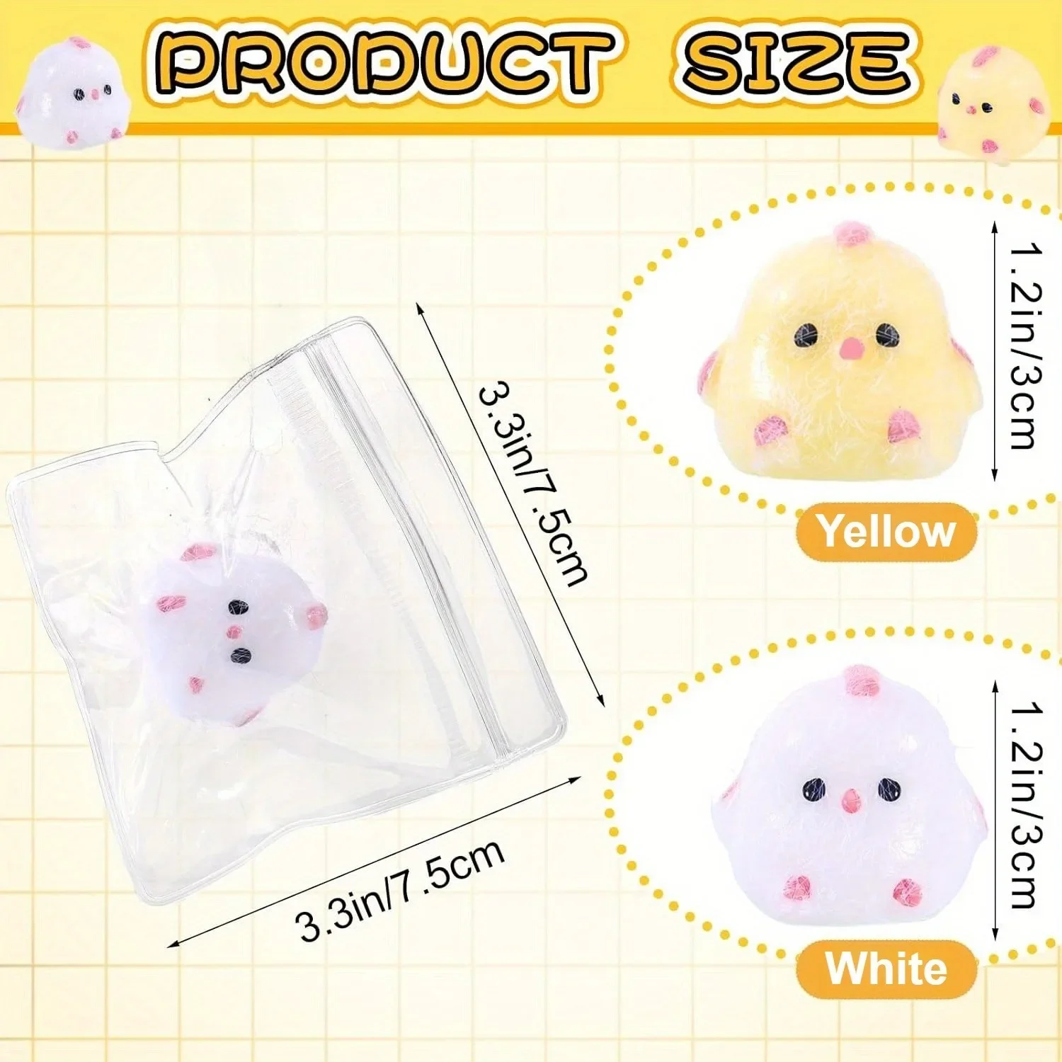 4/10/20 Pack Mini Taba Squishies Chick Sensory Fidget Toy Soft Small Cute Random Color Party Favor for Kids