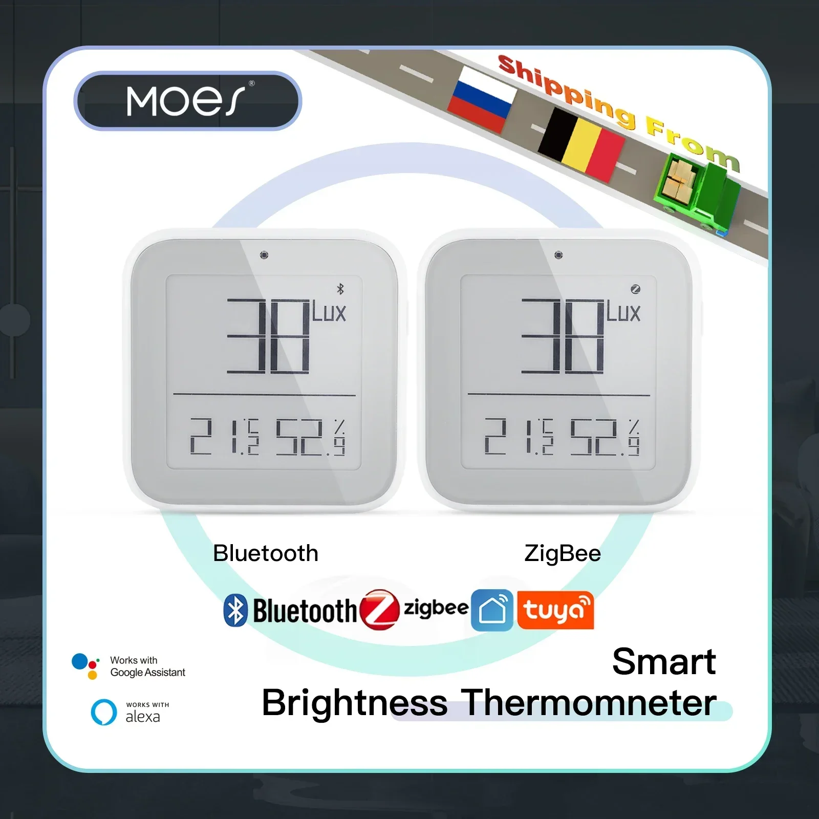 MOES Smart ZigBee-termómetro de brillo de malla con Bluetooth, Sensor de temperatura y humedad, Control por aplicación inteligente Tuya